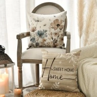 Set 4 Huse Decorative pentru Perne – Design Rustic cu Mesaje de Familie și Elemente de Toamnă, 45x45 cm, PMWG352109 - Img 4