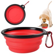 Bol pliabil din silicon cu carabiniera pentru catei si pisici, 0.4 L, PM192683