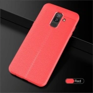 Husa Samsung A6 PLUS (2018) - Husa Rosie din TPU cu Design de Tip Piele