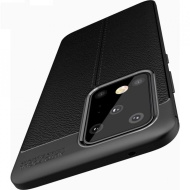 Husa Samsung Galaxy S20 PLUS Neagra din TPU cu Design de Tip Piele