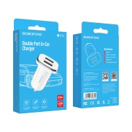 Incarcator auto Borofone BZ12 Lasting Power - 2XUSB - 2.4A, Alb, ŁAD001439