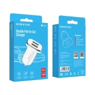 Incarcator auto Borofone BZ12 Lasting Power - 2XUSB - 2.4A, Alb, ŁAD001439 - Img 2