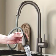 Robinet de bucatarie modern, cap de pulverizare rotativ, otel inoxidabil, PMJC310632-GRI