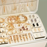 Set de bijuterii vintage boho - 86 de piese din aliaj de zinc cu tonuri de aur si accente de perle de imitatie, include cercei, pandantive fluture, coliere inima, inele, PMLF161053 - Img 2