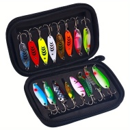 Set momeli pescuit, 16 buc, multicolor, cu carlige si geanta transport, TMWN3042243