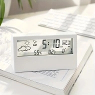 Ceas digital LED, de birou, cu afisaj pentru vreme, temperatura si umiditate, cu alarma, design transparent, PMNT529145 - Img 2