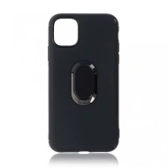 Husa iPhone 11 Neagra Din Silicon Premium Cu Inel Rotativ