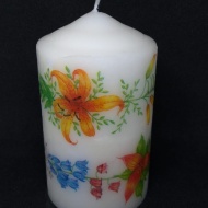Lumanare cilindrica, decorata manual, Flower Collection, MC010