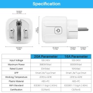 Priza inteligenta Wi-Fi, 16A, Control vocal, Monitorizare consum energie, compatibil Alexa si Google Home, PMPI52614