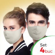 Set 4 buc Masca protectie pentru fata Fashion, Culoare Crem