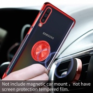 Husa Samsung Galaxy A70 | A70s din Silicon transparenta cu Inel Rotativ si Margini Rosii