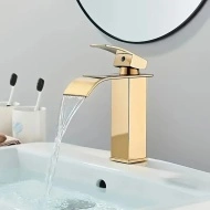 Baterie Lavoar cascadă auriu pentru baie, din oțel inoxidabil, PMYE154418 - Img 4