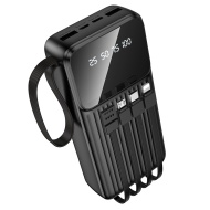 Borofone Power Bank 20000mAh BJ76A Smart - 2xUSB - with Type C, Lightning and Micro USB cables black, AKUM944