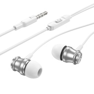 Casti cu fir, cu microfon, Borofone BM75 Platinum Metal, argintiu, ZES125749