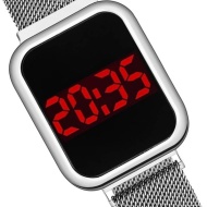 Ceas Dama Fashion Touch Screen Digital, Curea Magnetica, Argintiu, LD091-V1