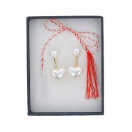 Cercei Dama, pearl heart - alb CD027