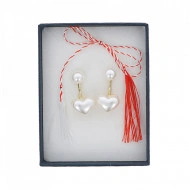 Cercei Dama, pearl heart - alb CD027 - Img 4