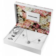 Set cadou, ceas dama, Excellanc, Argintiu Sublim Fit Utopia, colier cu pandativ, 1 pereche cercei, inel dama Excellanc, PMC1800219-001SE