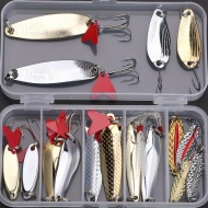 Set naluci de pescuit, 16 buc, multicolor, cu carlige si geanta transport, TMHB1779278