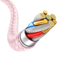 Cablu Blavec Candy Braid - Tip C la Lightning - PD 20W, 2.4A, 1 metru, Apple CarPlay (CCA-CL24P10) roz, MGKABAV1770