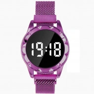Ceas Dama cu inchidere magnetica, Fashion Touch Screen Digital, Mov, LD099-V2