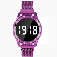 Ceas Dama cu inchidere magnetica, Fashion Touch Screen Digital, Mov, LD099-V2