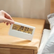 Ceas digital LED, de birou, cu afisaj pentru vreme, temperatura si umiditate, cu alarma, design transparent, PMNT529145