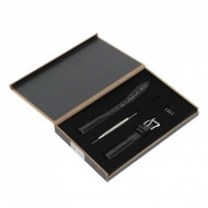 Curea de ceas Mateo Ferari, neagra, 14x12mm, Piele ecologica embosata croco, telescop 4 buc