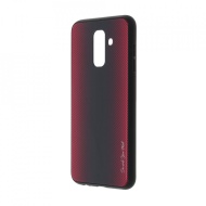 Husa pentru Samsung Galaxy A6 PLUS (2018) - Husa Pro Shield Sticla Rosu cu Efect Gradient