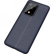 Husa Samsung Galaxy S20 ULTRA - Husa Bleumarin din TPU cu Design de Tip Piele