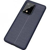 Husa Samsung Galaxy S20 ULTRA - Husa Bleumarin din TPU cu Design de Tip Piele