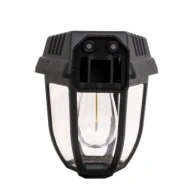 Lampa solara tip felinar 18W Smartix, Acumulator 1200mAh, Senzor 5-8M, Pentru exterior, Suport inclus, Panou solar inclinat, 600 Lumeni, Negru, AD1858