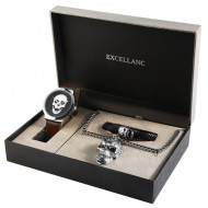 Set cadou, ceas barbatesc, Excellanc, Maro, Skull, lant, bratara Excellanc, PM2900161-003