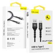 Blavec Cablu impletit USB to Type C - 3A, 1 metru, negru, KABAV1719