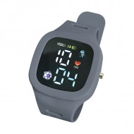 Ceas Sport Led Unisex, Quartz, afisaj Digital, gri, LD203-V1