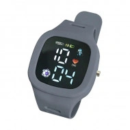 Ceas Sport Led Unisex, Quartz, afisaj Digital, gri, LD203-V1