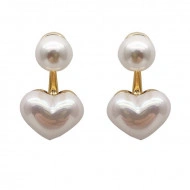 Cercei Dama, pearl heart - alb CD027 - Img 3