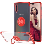 Husa Samsung Galaxy A70 | A70s din Silicon transparenta cu Inel Rotativ si Margini Rosii