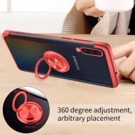 Husa Samsung Galaxy A70 | A70s din Silicon transparenta cu Inel Rotativ si Margini Rosii