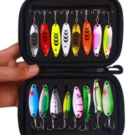 Set momeli pescuit, 16 buc, multicolor, cu carlige si geanta transport, TMWN3042243