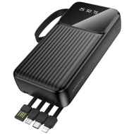 Borofone Power Bank 20000mAh BJ76A Smart - 2xUSB - with Type C, Lightning and Micro USB cables black, AKUM944
