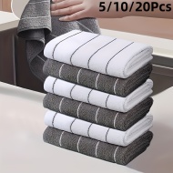 Set 5 buc prosop din microfibra super absorbant, culoare gri-alb, 25 cm x 25 cm, PMPC06211