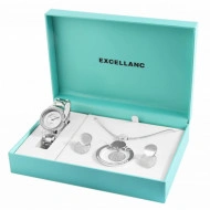 Set cadou, ceas dama, Excellanc, Argintiu, colier cu pandativ, 1 pereche cercei,Excellanc - Img 2