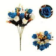 Buchet artificial de flori colorate – albastru/ alb cu aspect natural, TMPF1265789