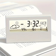 Ceas digital LED, de birou, cu afisaj pentru vreme, temperatura si umiditate, cu alarma, design transparent, PMNT529145
