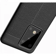 Husa Samsung Galaxy S20 ULTRA - Husa Neagra din TPU cu Design de Tip Piele - Img 3