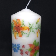 Lumanare cilindrica, decorata manual, Flower Collection, MC010