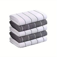 Set 5 buc prosop din microfibra super absorbant, culoare gri-alb, 25 cm x 25 cm, PMPC06211