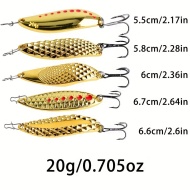 Set 5 naluci aurii pentru pescuit, cu carlige, din aliaj de zinc, 20 gr., TMBX3063133