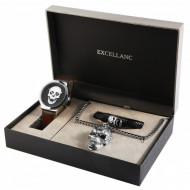 Set cadou, ceas barbatesc, Excellanc, Maro, Skull, lant, bratara Excellanc, PM2900161-003